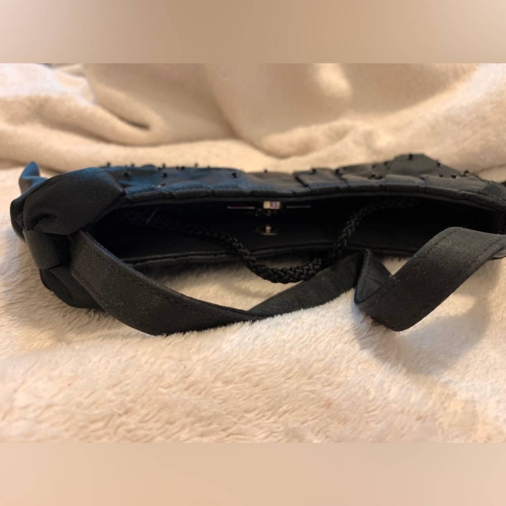 Beaded Black Satin Clutch - Picture 6 of 16